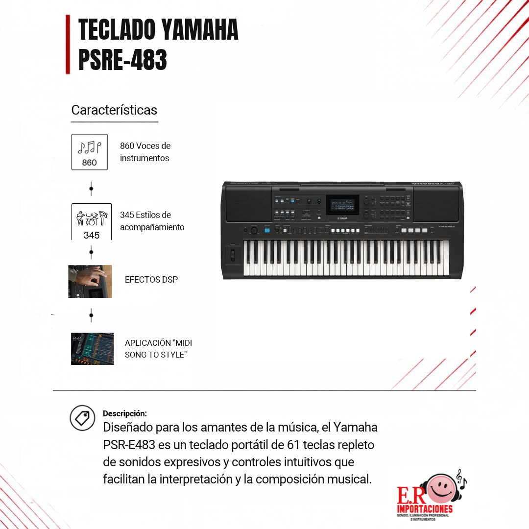 TECLADO PSR-E483 YAMAHA: imagen 1