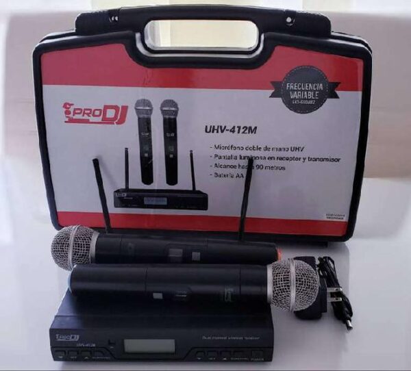 MICROFONO DOBLE INALAMBRICO DE MANO UHV 412M PRO DJ: imagen 2