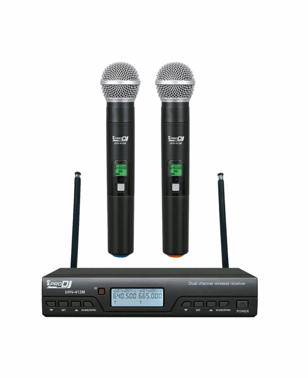 MICROFONO DOBLE INALAMBRICO DE MANO UHV 412M PRO DJ